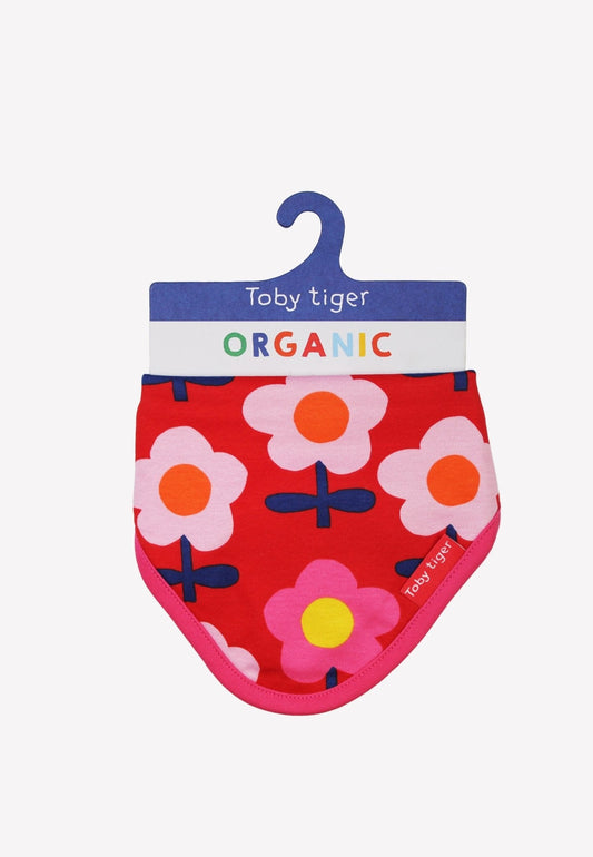 Organic Pink Flower Print Dribble Bib