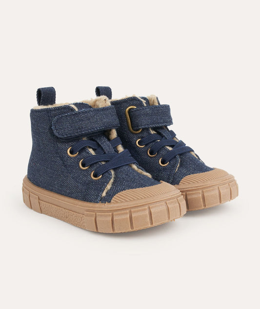 Denim High Top Trainers - Blue - Clothing & Accessories - The Present King