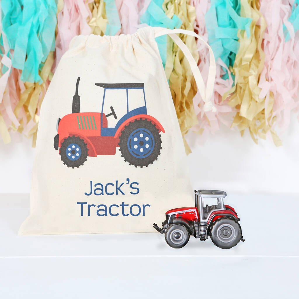 Die Cast Tractor Toy And Personalised Bag, Red - Toys & Games - The Present King