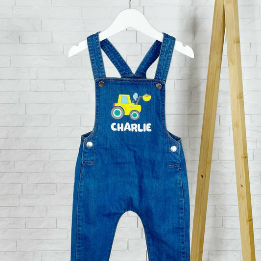 Digger Personalised Baby/Kids Denim Dungarees - Baby & Toddler Clothing - The Present King