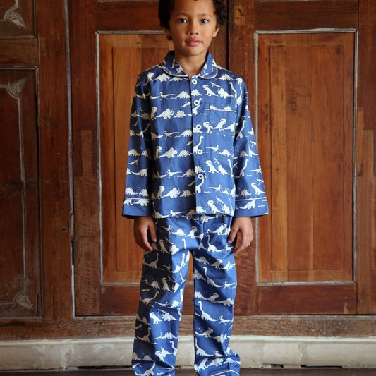 Dinosaur Classic Pyjama, Blue - Clothing & Accessories - The Present King