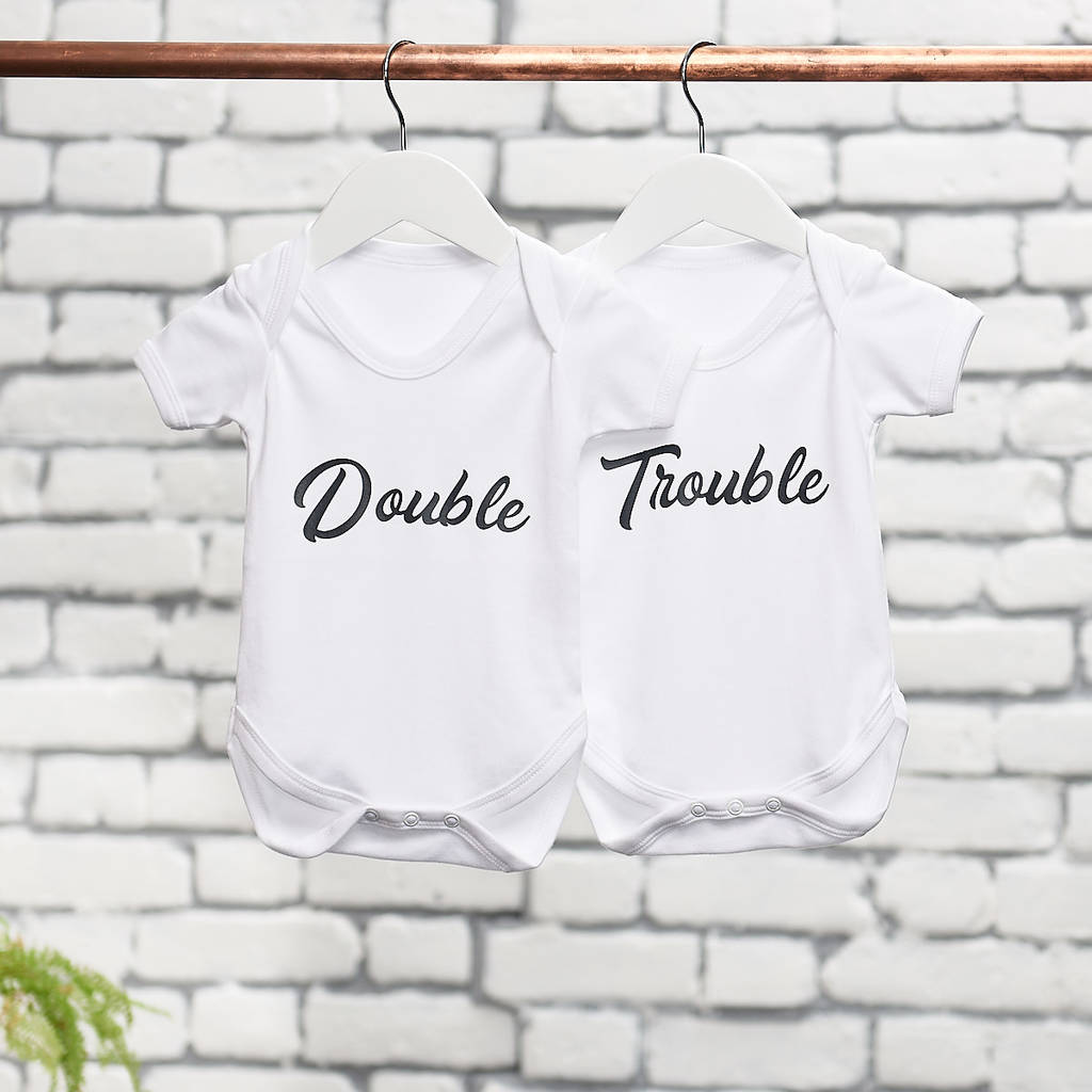 Double Trouble Baby Grow Set, Natural - Baby & Toddler Clothing - The Present King