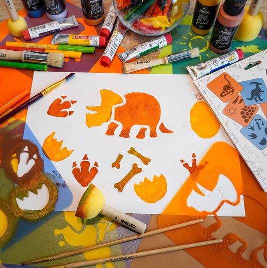 Drawing Stencils For Kids Dinosaurs With Brushes - Toys & Games - The Present King