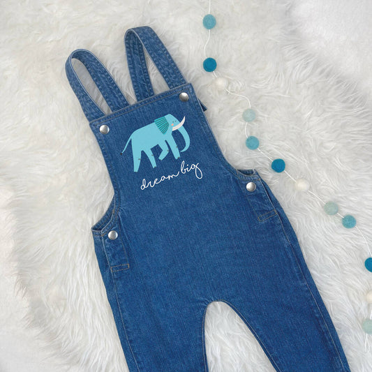 Dream Big Elephant Baby/Kids Denim Dungarees - Clothing & Accessories > Clothing > Baby & Toddler Clothing > Baby & Toddler Bottoms > Dungarees - The Present King