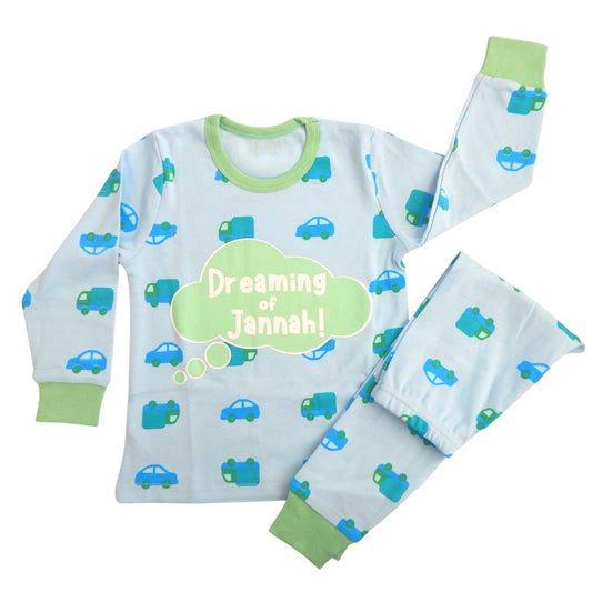 Dreaming Of Jannah Kids Pyjamas Blue And Green, Blue - Clothing & Accessories - The Present King