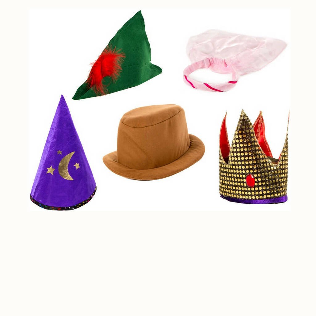 Dressing Up Hats Set Of Five Storybook Characters, Multi - Coloured - Toys & Games > Toys > Dress Up & Pretend Play > Costume Accessories > Costume Hats - The Present King