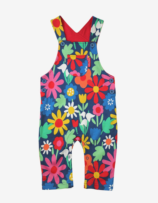 Organic Bold Floral Print Dungarees