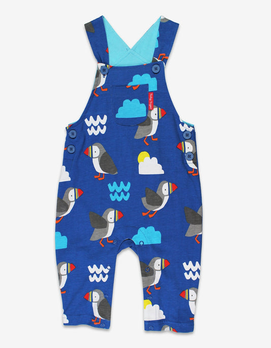 Organic Puffin Print Dungarees