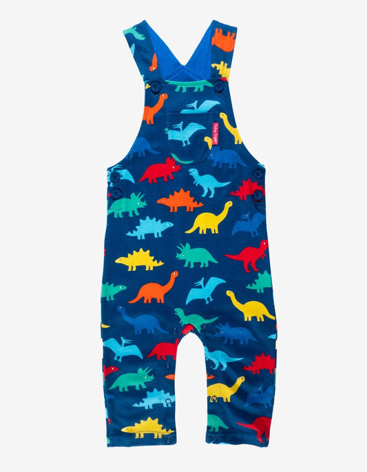 Organic Rainbow Dinosaur Print Dungarees