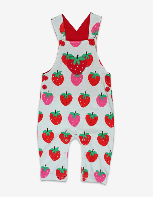 Organic Strawberry Print Dungarees