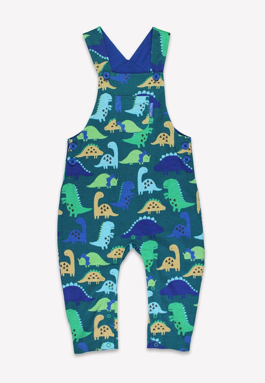 Organic Tonal Dinosaur Print Dungarees