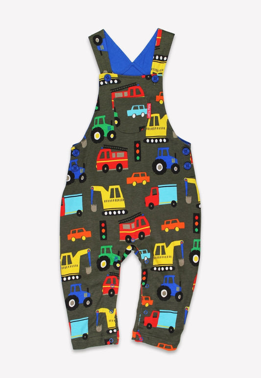 Organic Transport Print Dungarees