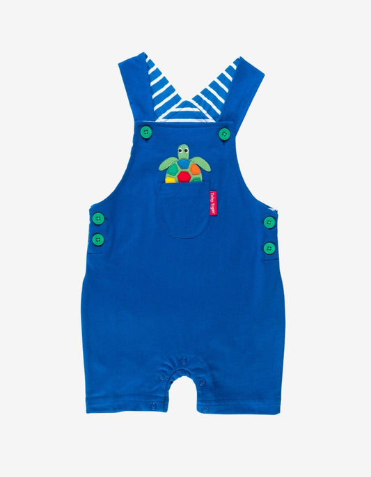 Organic Turtle Applique Dungaree Shorts