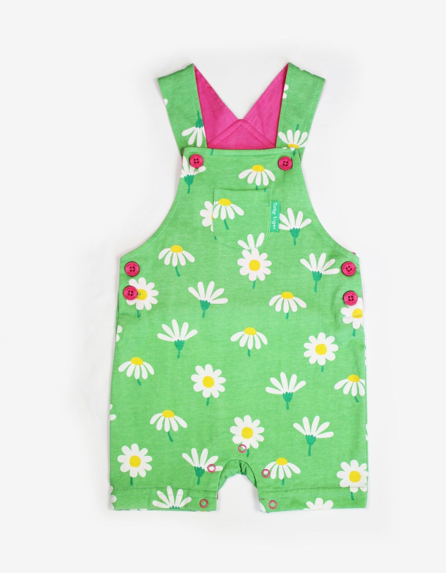 Organic Daisy Print Dungaree Shorts