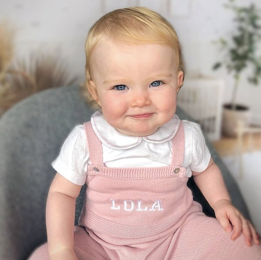 Dusty Pink Luxury Knitted Baby Dungarees, Pink - Baby & Toddler Clothing - The Present King