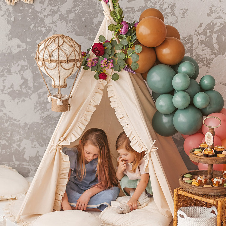 MINICAMP Teepee Tent for Kids With Ruffled Trim