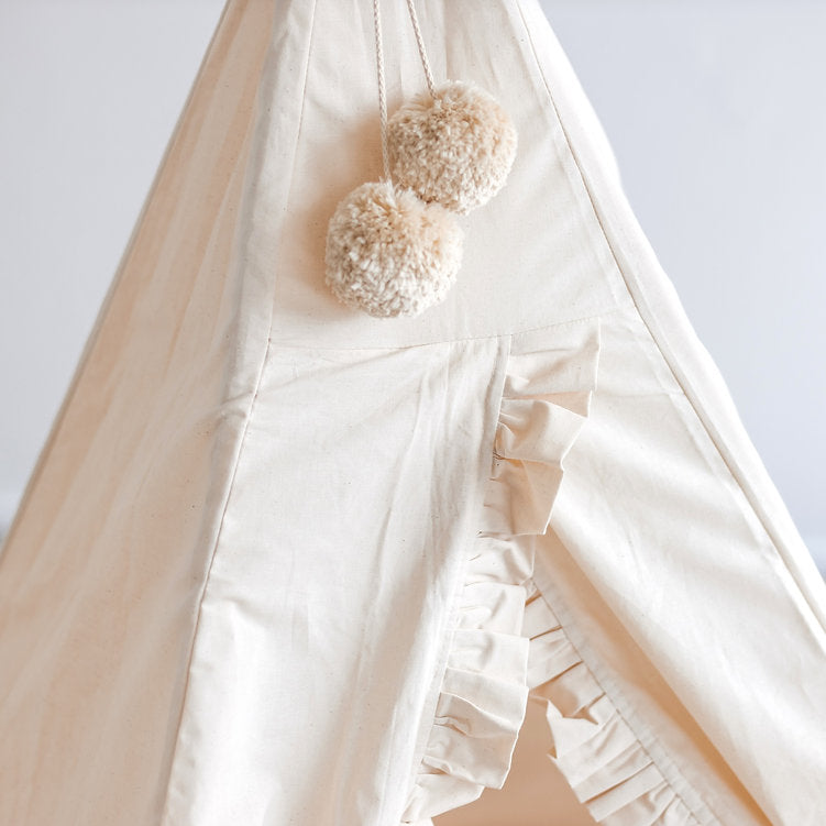 MINICAMP Teepee Tent for Kids With Ruffled Trim