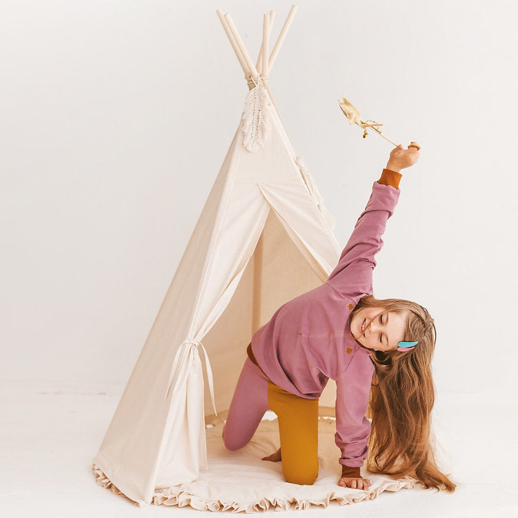 MINICAMP Kids' Play Tent in Plain Style With Macramé Feather