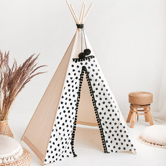 MINICAMP Black Polka Dot Teepee Tent for Kids