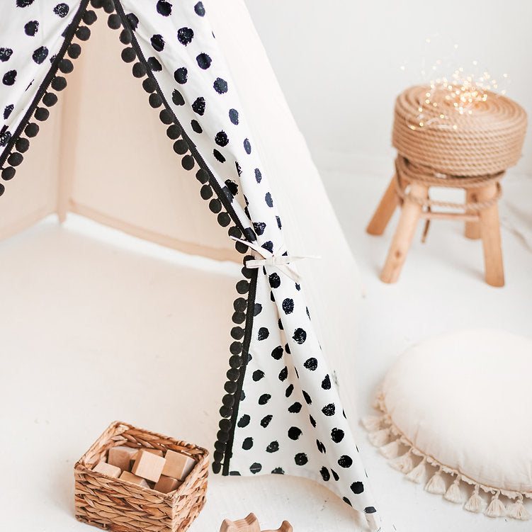 MINICAMP Black Polka Dot Teepee Tent for Kids