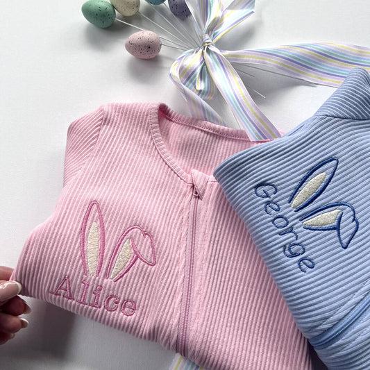 Easter Personalised Baby Zip Sleepsuit - Embroidered - Clothing & Accessories - The Present King