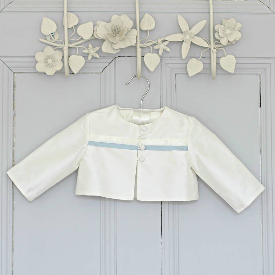 Echo Boys Ivory Or White Silk Christening Jacket, Ivory/White - Clothing & Accessories - The Present King