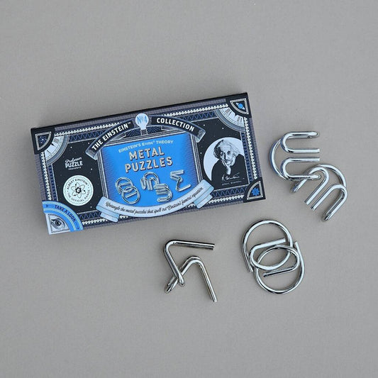 Einstein's Metal Puzzles Set Of Three, Black/Blue - Toys & Games - The Present King