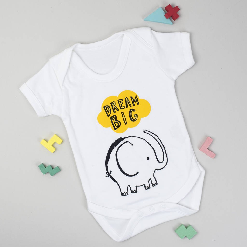 Elephant Dream Big Babygrow, Yellow - Clothing & Accessories - The Present King