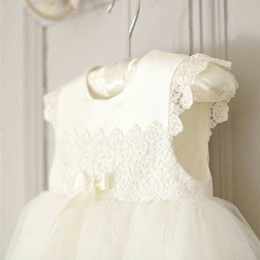 Evelyn Silk And Tulle Christening Gown, Ivory/White - Clothing & Accessories - The Present King