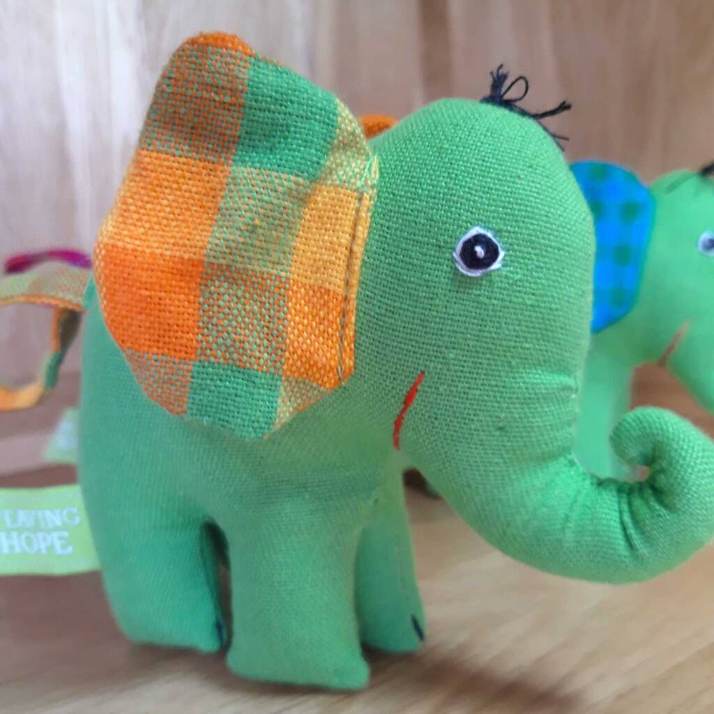 Fair Trade Fabric Elephant, Green - Toys & Games - The Present King