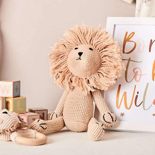 Fantastically Fun And Cuddly Crochet Lion Soft Toy, Beige - Toys & Games > Stuffed Animals & Cuddly Toys - The Present King