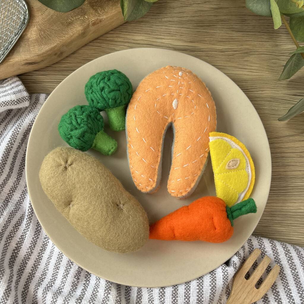 Felt Food Canadian Salmon Dinner Play Set, Salmon - Toys & Games - The Present King