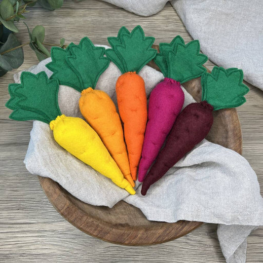 Felt Food Rainbow Carrots Play Set Of Five - Toys & Games - The Present King