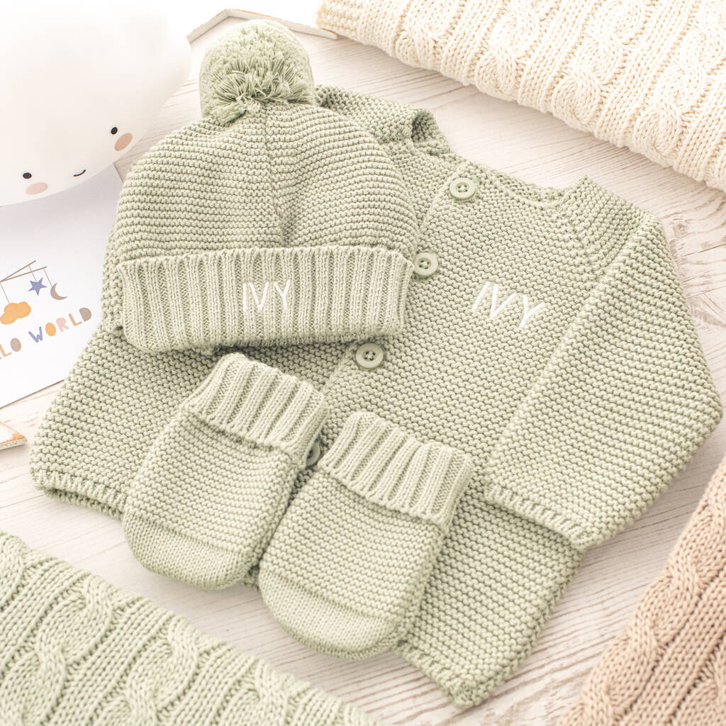 First Birthday Personalised Cardigan And Bobble Hat Set, Multiple Choices Available - Clothing & Accessories - The Present King