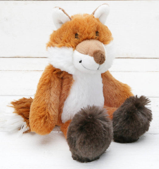 Fox Soft Toy With Personalised Silver Heart, Gift Boxed, Beige/Brown/Cream - Toys & Games > Toys > Dolls, Playsets & Toy Figures > Stuffed Animals - The Present King