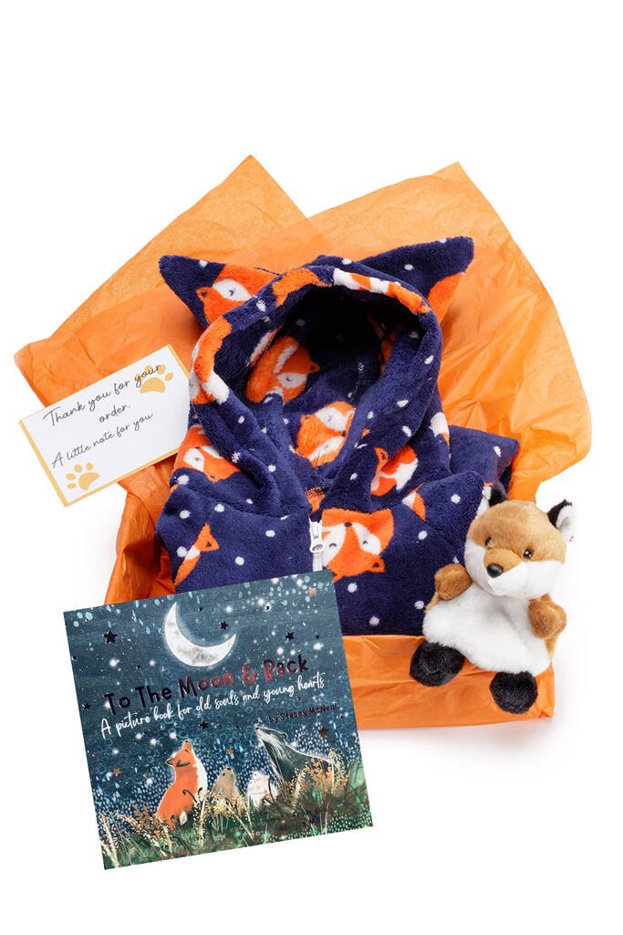 Fox Unisex Onesie, Fox Teddy And Book Loungewear Gift Box, Blue - Toys & Games - The Present King