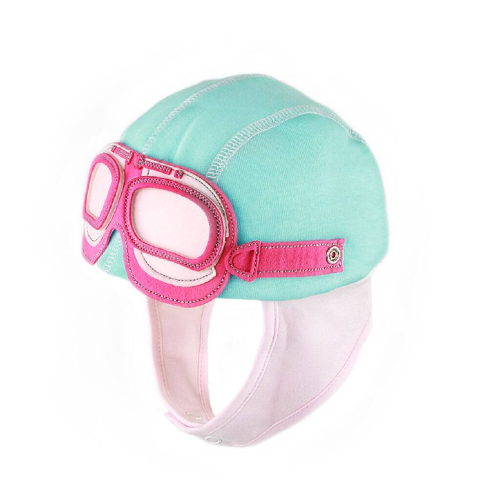 Girls Aqua Pink Motorcycle Hat, Turquoise - Clothing & Accessories - The Present King