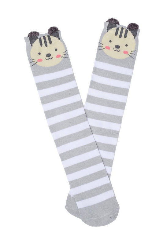 Girls Knee High Socks For Kids Crazy Cat - Clothing & Accessories - The Present King