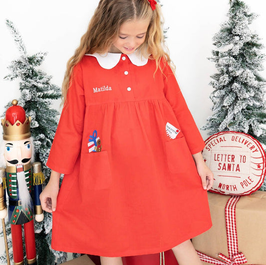 Girl's Personalised Christmas Gingerbread Nightdress, Red - Clothing & Accessories - The Present King