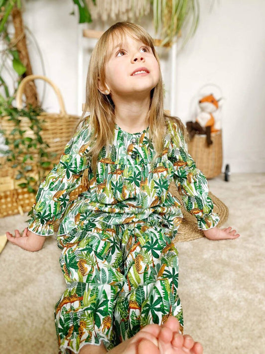 Grisl Cotton Pyjama Set Lazy Leopard / Jungle Print, Green - Clothing & Accessories > Clothing > Baby & Toddler Clothing > Baby & Toddler Sleepwear - The Present King