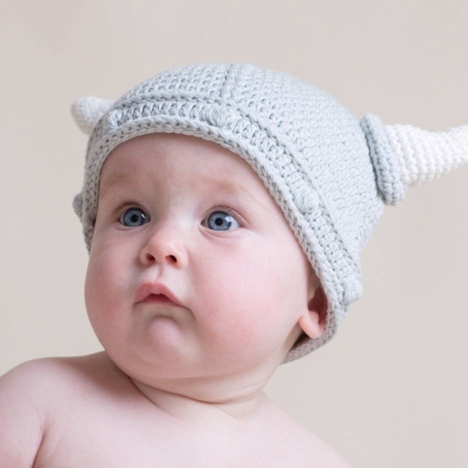 Hand Crochet Baby Viking Hat, Grey - Clothing & Accessories - The Present King