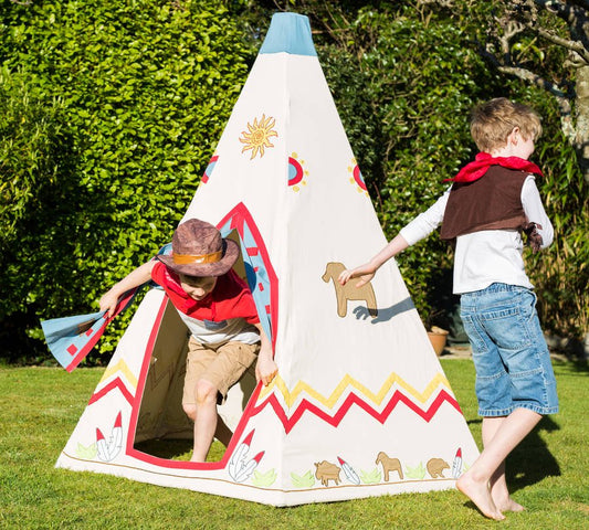 Hand Embroidered Wild West Teepee Tent, Multi - Coloured - Toys & Games - The Present King