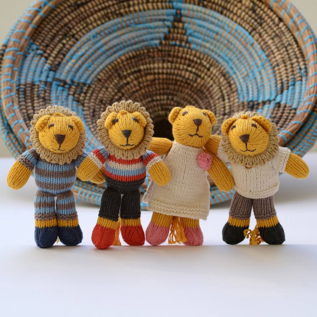 Hand Knitted Lion Soft Toy In Organic Cotton, Yellow - Toys & Games - The Present King