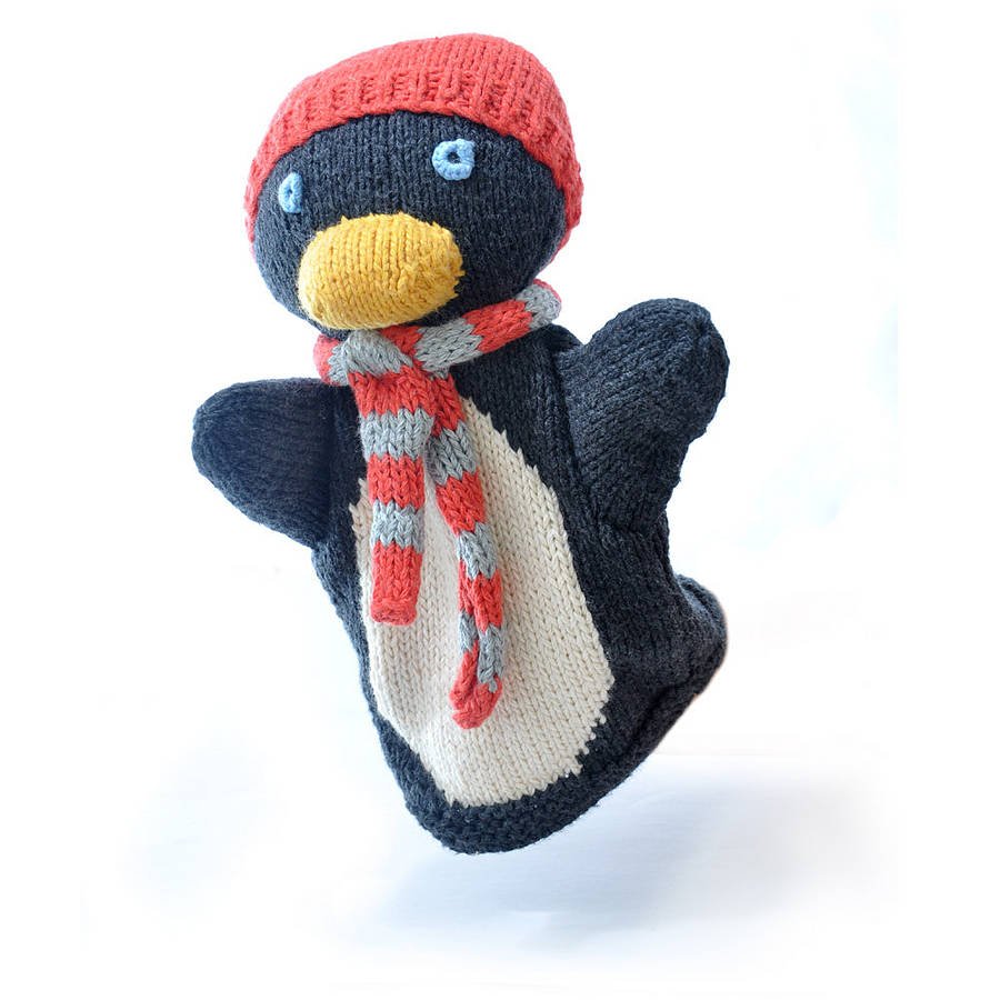 Hand Knitted Organic Cotton Penguin Puppet - Toys & Games - The Present King