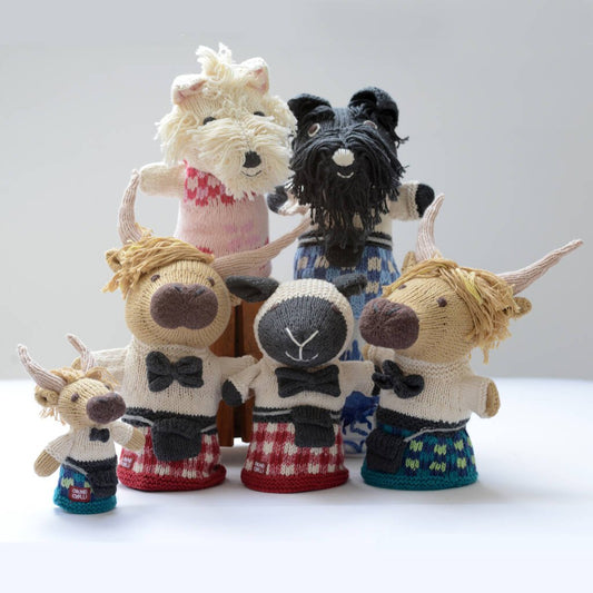 Hand Knitted Puppets In Scottish Outfits, Blue - Toys & Games - The Present King