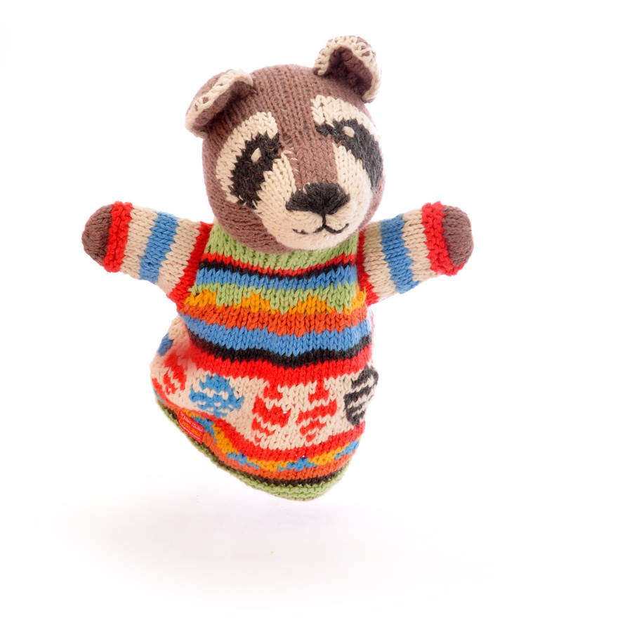 Hand Knitted Raccoon Hand Puppet - Toys & Games - The Present King