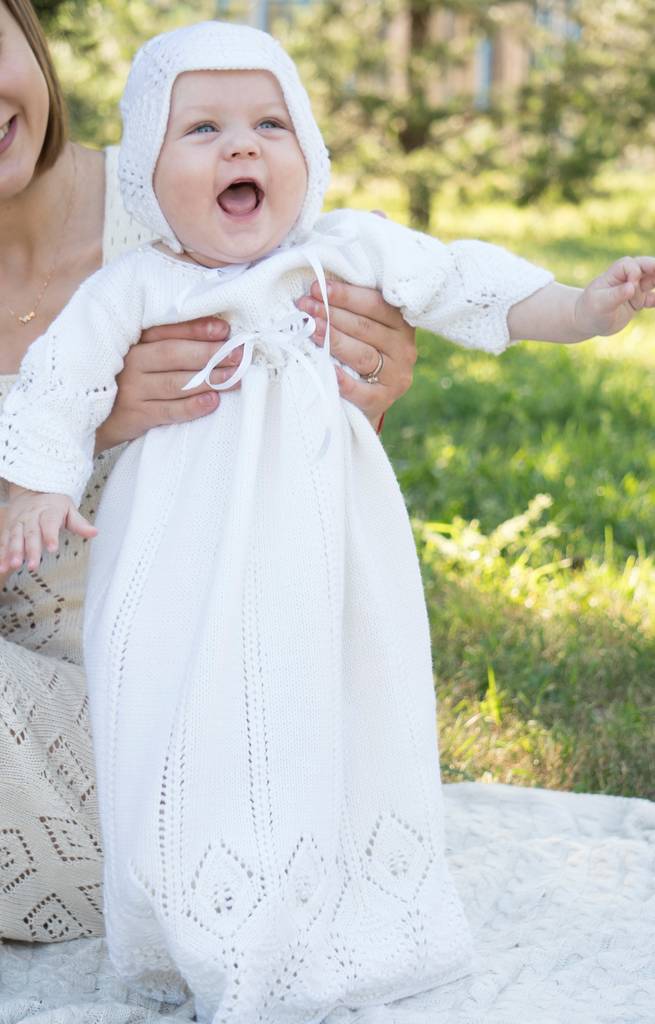 Hand Knitted White Christening Dress, White - Clothing & Accessories - The Present King