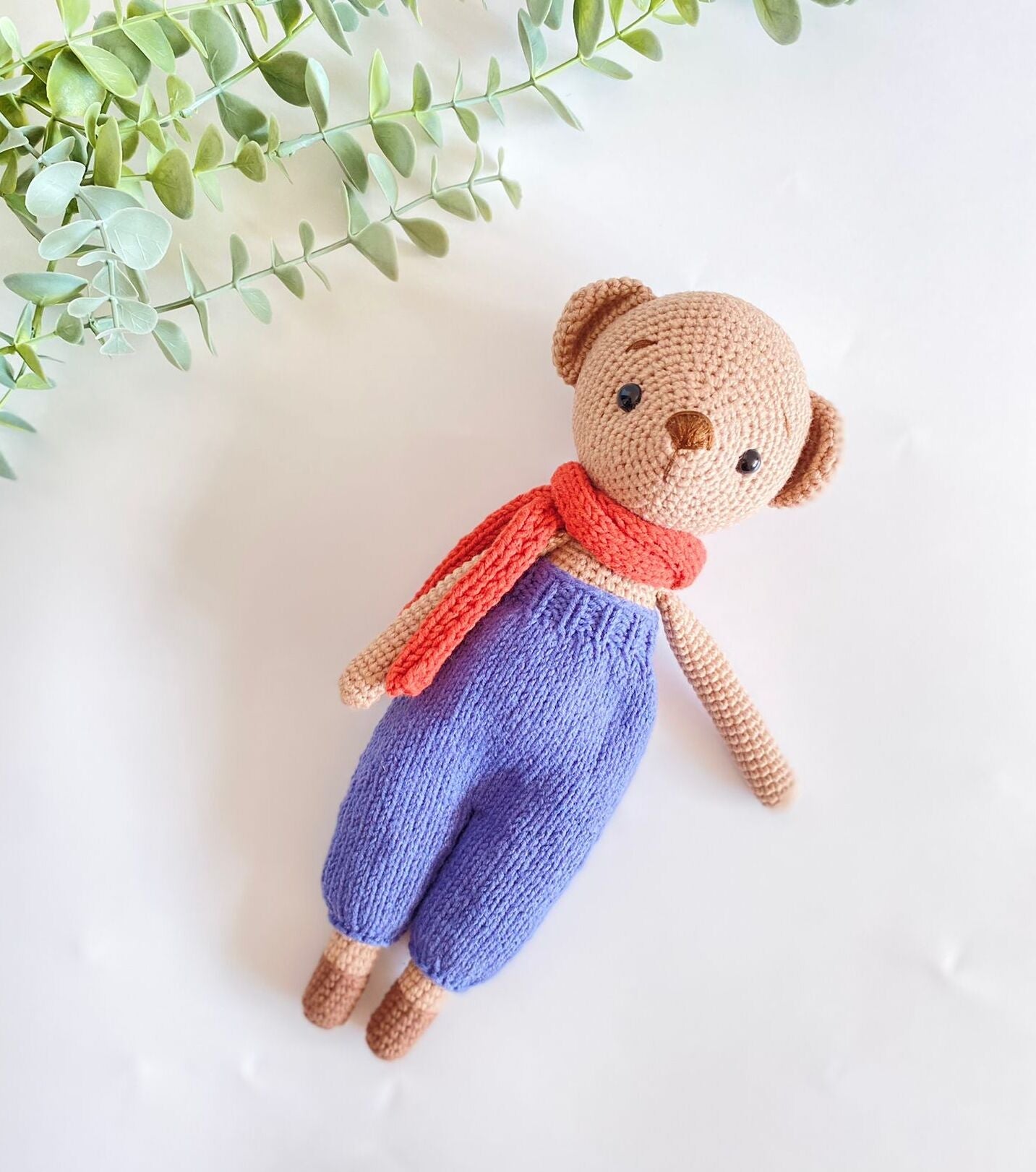 Handmade Crochet Teddy Bear With Clothes, Beige/Blue/Brown/Orange - Toys & Games - The Present King