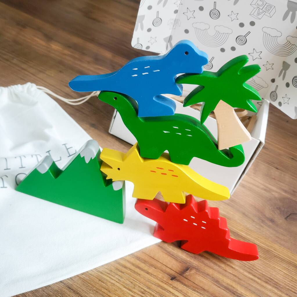 Handmade Dinosaur Discovery Wooden Toy Set, Multi - Coloured - Toys & Games - The Present King