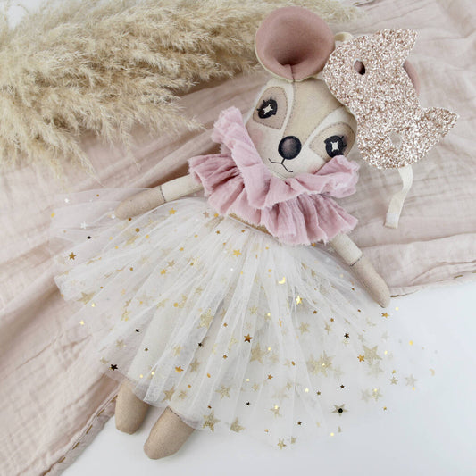 Handmade Heirloom Linen Dormouse Doll Masked Glitter, Pink - Toys & Games - The Present King